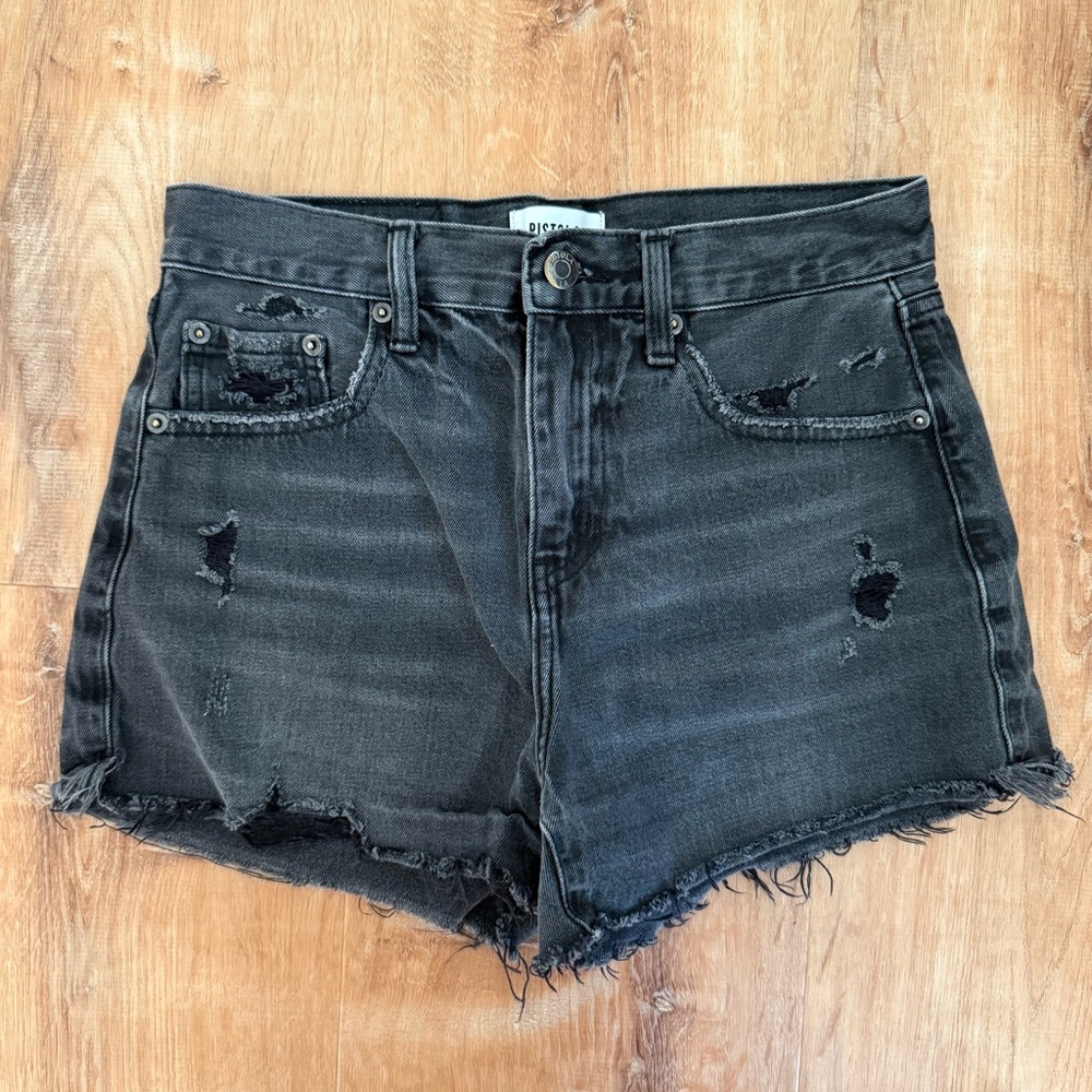 Pistola- Nova Relaxed High Rise Cut Off Denim Shorts - Night Hour, size 25